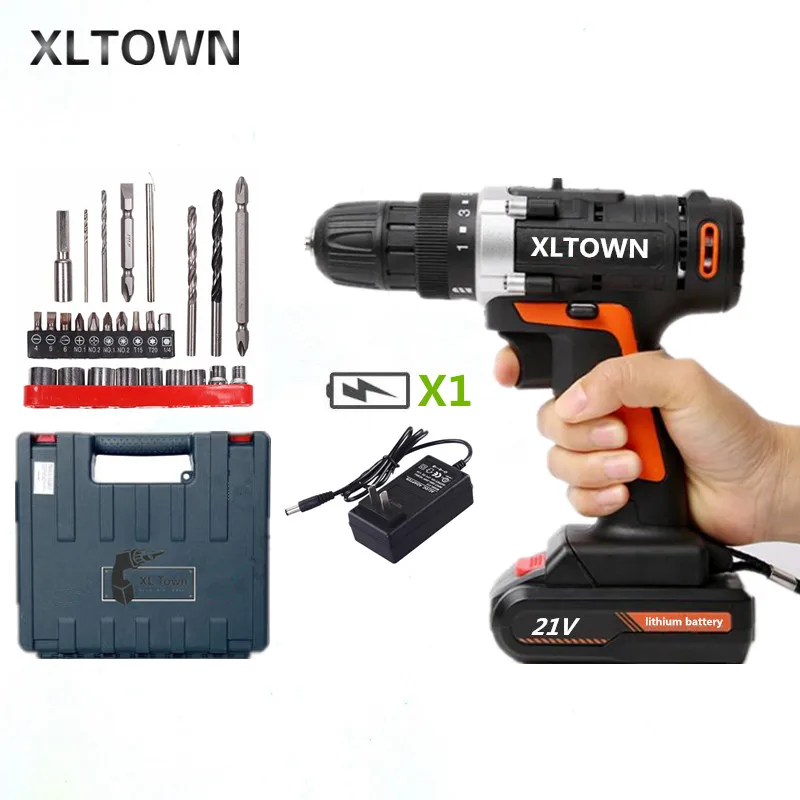 

XLTOWN 21V electric screwdriver rechargeable lithium battery electric screwdriver household cordless drill electric drill tools