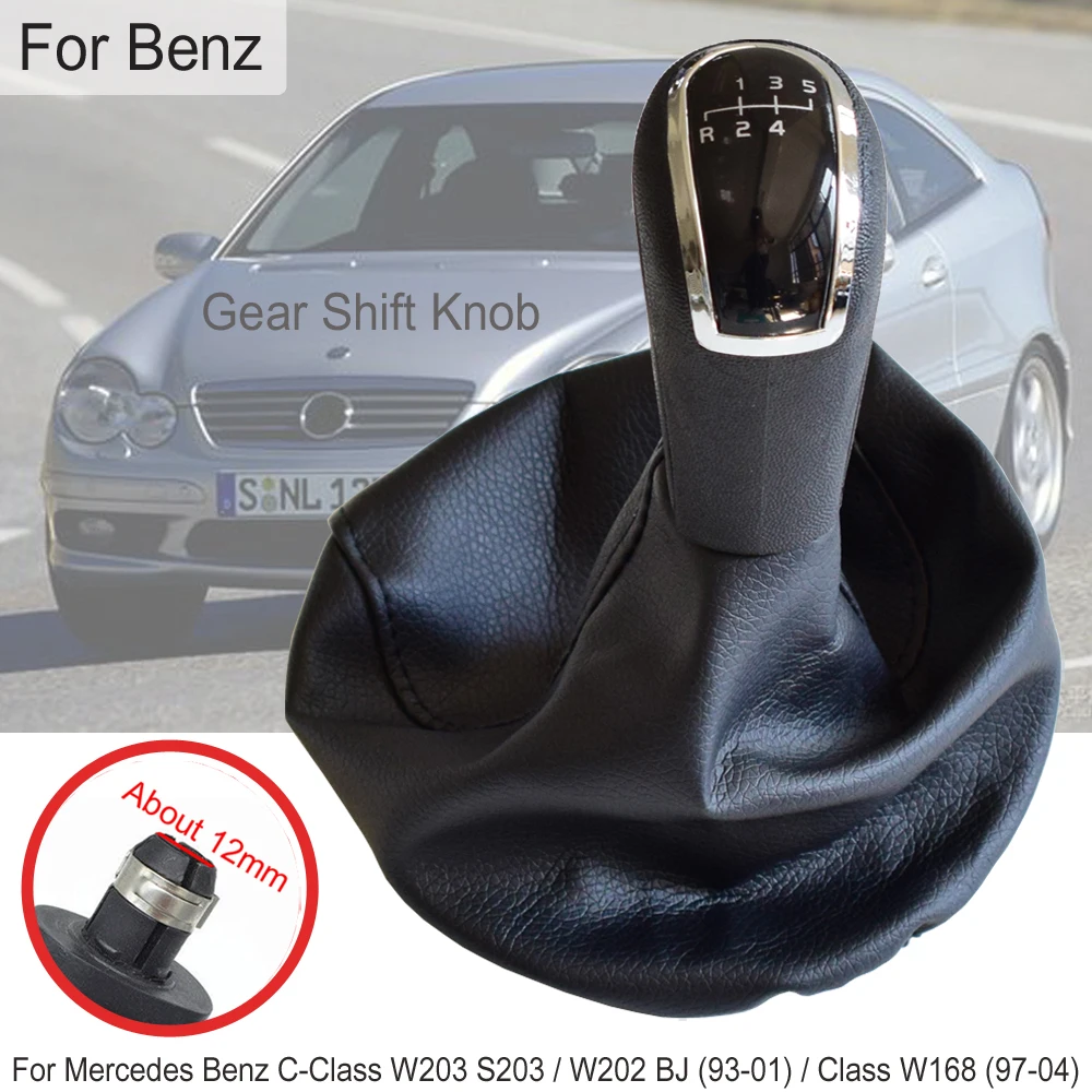 

Chrome Car Gear Shift Knob MT Lever Shifter For Mercedes Benz C-Class S203/W210 W202 BJ(93-01)/A-Class W168(97-04) With Boots