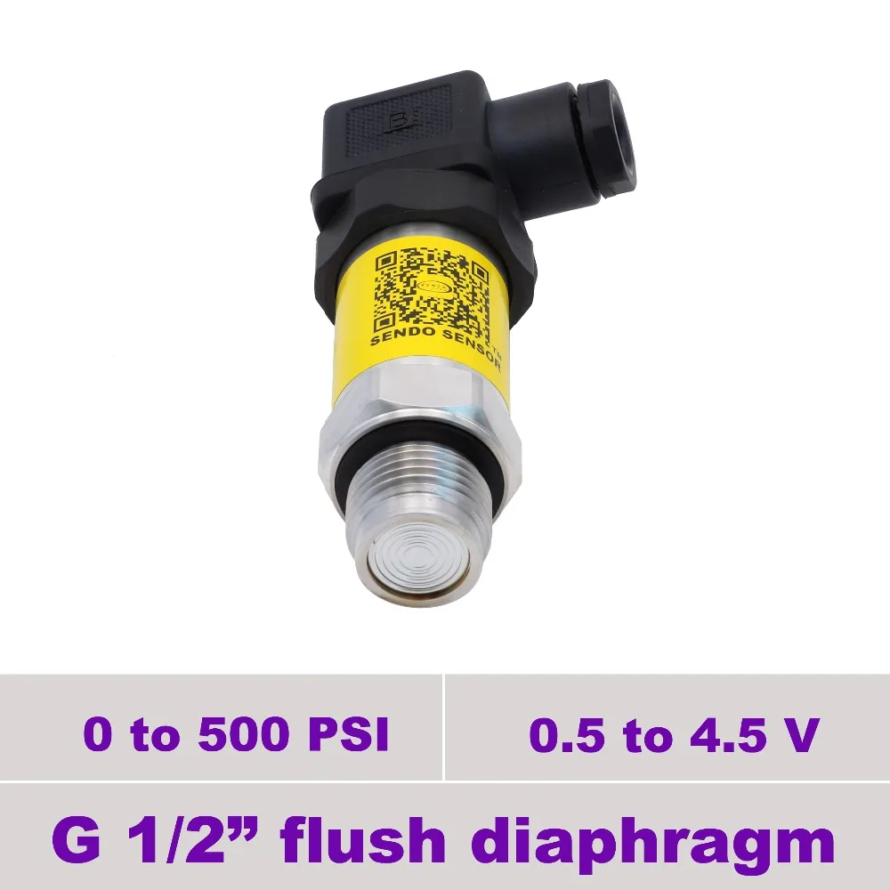 0.5 4.5 v flush mount pressure transmitter, 5 v supply, 0 500 psi gauge