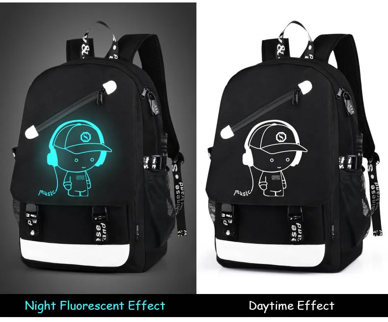 Student School Backpack 3D Luminous Animation USB Charge School bag for  Teenager boy anti-theft children's backpack schoolbags