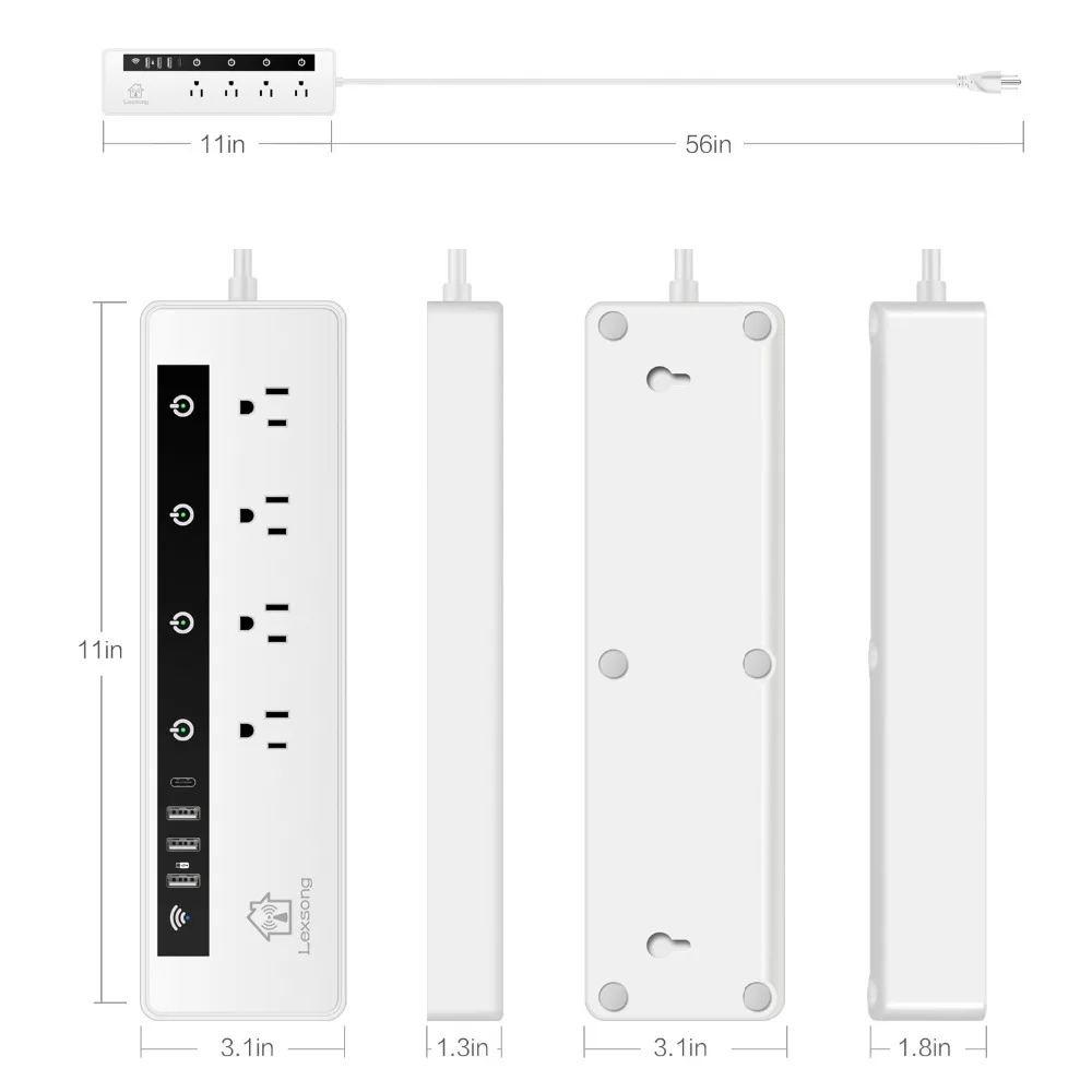 Wifi Smart power Strip Защита от перенапряжения несколько розеток питания 3 usb-порта Голосовое управление для Amazon Echo Alexa Google Home Timer