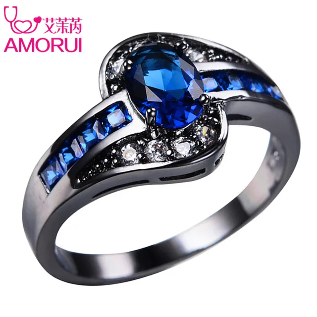 Amorui Vintage Gold Black Color Royal Blue Green Cz Wedding Rings Amorui Vintage Gold Black Color Royal Blue Green Cz Wedding Rings For Women Men Jewelry