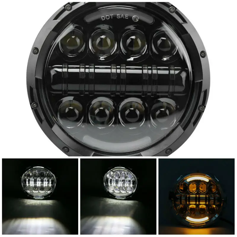 80W motorcycle led headlight with amber signal halo DRL13800