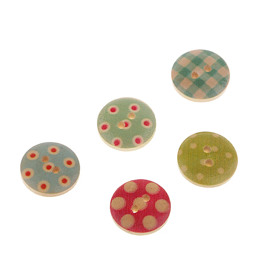 fityle 100Pcs Handmade Wood Button Sewing DIY Craft Scrapbooking Embellishments handicrafts collages puppets DIY Apparel Sewing