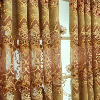 

2019 Promotion New Blackout Cortina 1pc European Chenille Curtains For For Bedroom Embroidered Luxury Chinese Drapes Treatments