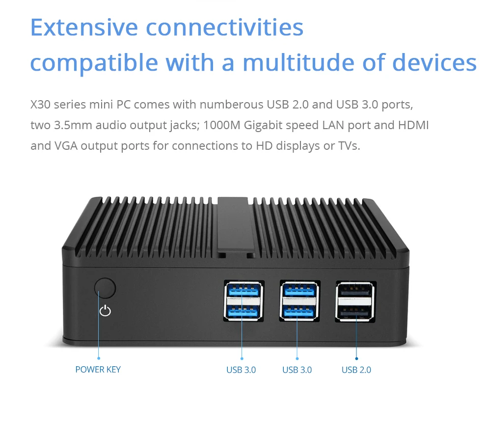 XCY мини ПК Intel Celeron 3955U Windows 10 HTPC WiFi HDMI VGA 6* USB гигабитный Ethernet безвентиляторный компактный настольный офисный компьютер