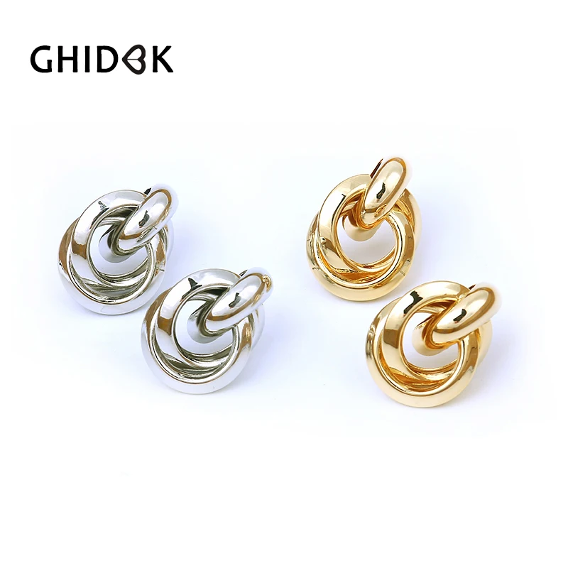 

GHIDBK Classic Gold Silver Color Knotted Small Stud Earrings Simple Twisted Studs Cute Solid Minimalist Stud Earrings Jewelry