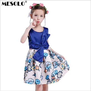 

Girls' skirts 2016 summer new style dress dress, bow tie, flower color crash vest, Princess pleated skirt.