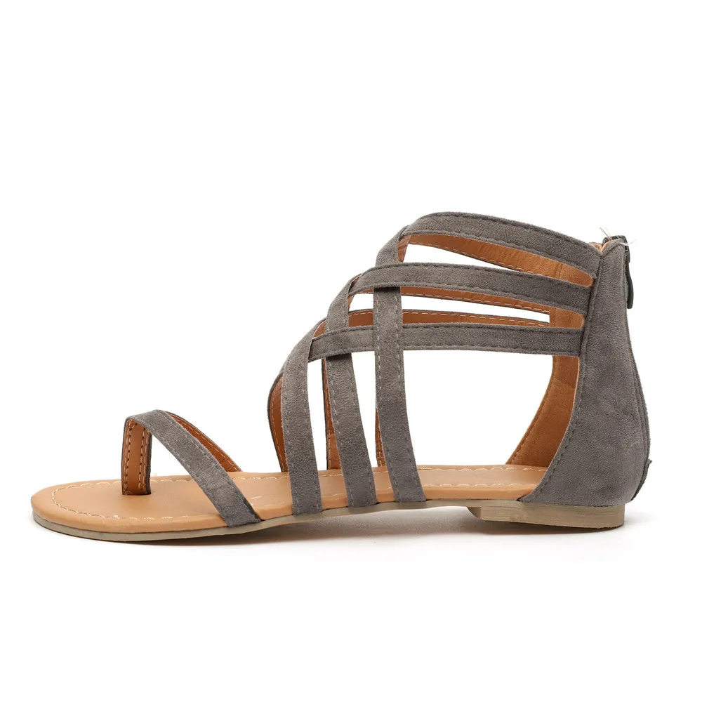Women Sandals 2019 New Summer Women Casual Flat Heel Shoes Woman Back Zipper Rome Gladiator Flip Flops Beach Sandalias Mujer