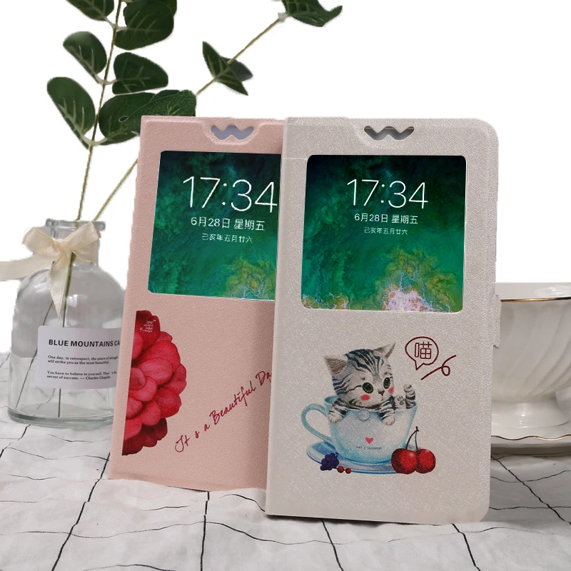 Чехол книжка с окошком для телефона Nokia Microsoft Lumia 535 630 730 чехлы рисунком мультяшный