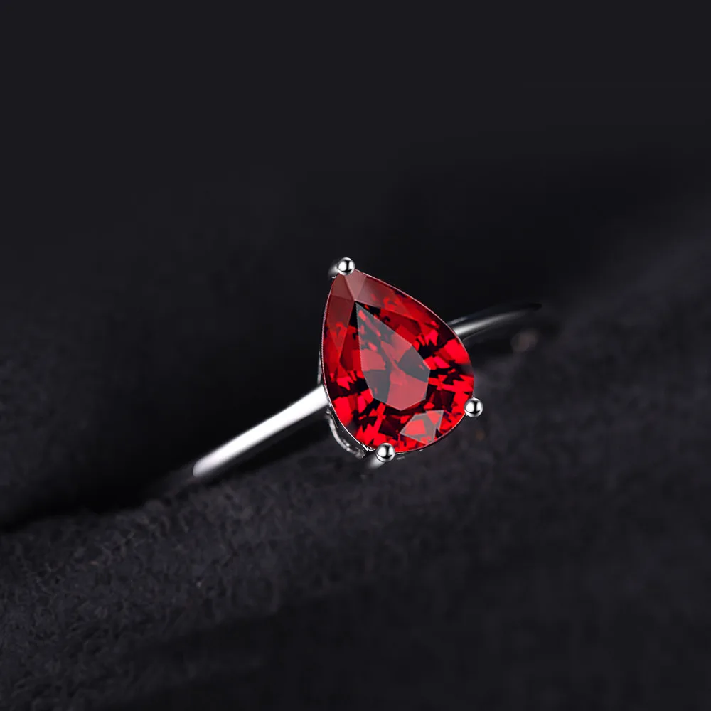 Jewelrypalace груша 1.4ct Красный Камень Гранат пасьянс кольцо для Для женщин Настоящее