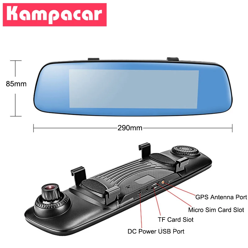 Kampacar 8 дюймов 4G Автомобильный видеорегистратор зеркало видеорегистратор Двойной объектив авто камера gps навигация ADAS FHD 1080P Bluetooth WiFi видео регистратор Dvr