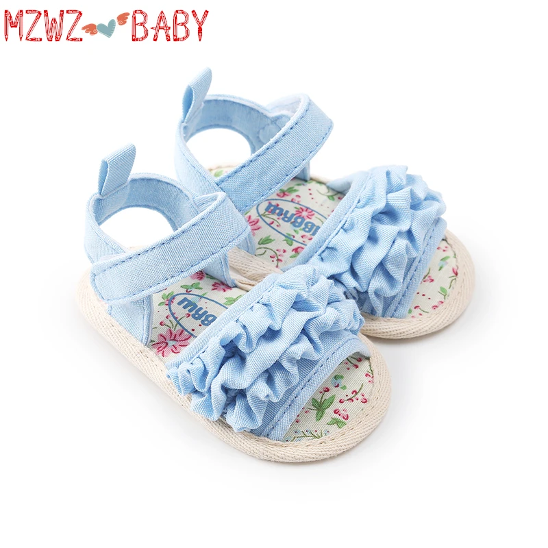 Summer Girl Sandals Newborn Baby Shoes 0-18M Lace Cute Princess Shoes Breathable Cotton Baby Sandals Prewalker