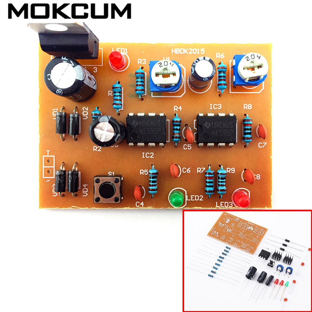 

DC 15V NE555 Trigger Circuit Electronic Components DIY Kit DC 12V Multistage Amplifier Circuit Electronic Components Suite