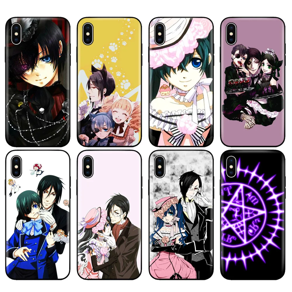 Custodia In Tpu Nero Per Iphone 5 5S Se 2020 6 6S 7 8 Plus X 10 Xr Xs 11 Pro Max Cover Giapponese Anime Black Butler Kuroshitsuji