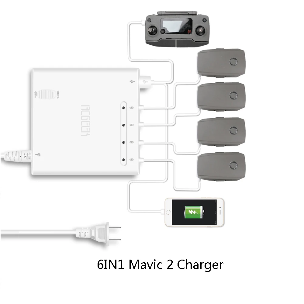 

5IN1 Rapid Battery Charger Smart Multi Battery Charger for DJI Mavic 2 Pro/Zoom Drone Charging Hub for DJI Mavic 2 Pro Zoom
