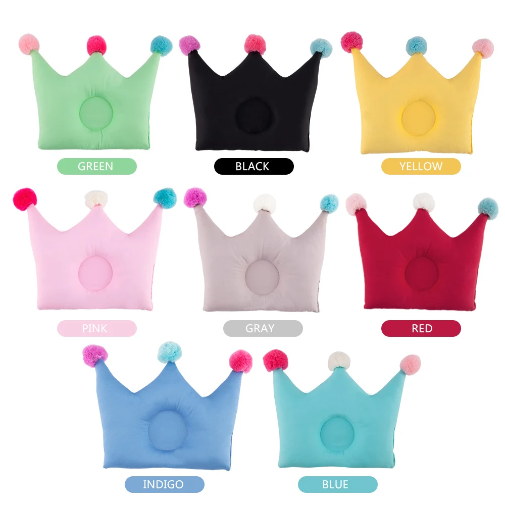 INSULAR Newborn Infant Baby Pillow Sleeping Support Prevent Flat Head Cushion Plush Crown Shape