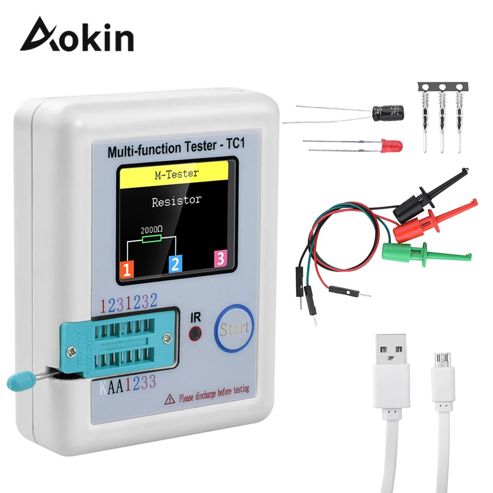 

Transistor Tester 1.8 inch Display Multi-function LCR-TC1 Tester Detector for Diode Triode Capacitor Resistor NPN PNP