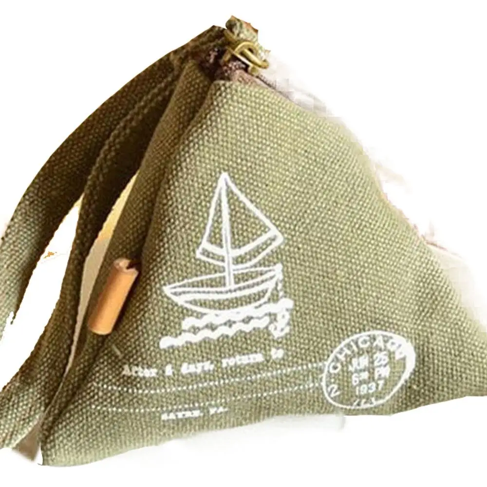 

ISKYBOB Unisex Canvas Small Mini Triangle Wallet Coin Purses Clutch Money Bags with Strap