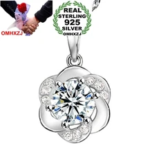 OMHXZJ Wholesale jewelry woman plum blossom flowers AAA zircon 925 sterling silver pendant Charms PE40 ( NO Chain Necklace )