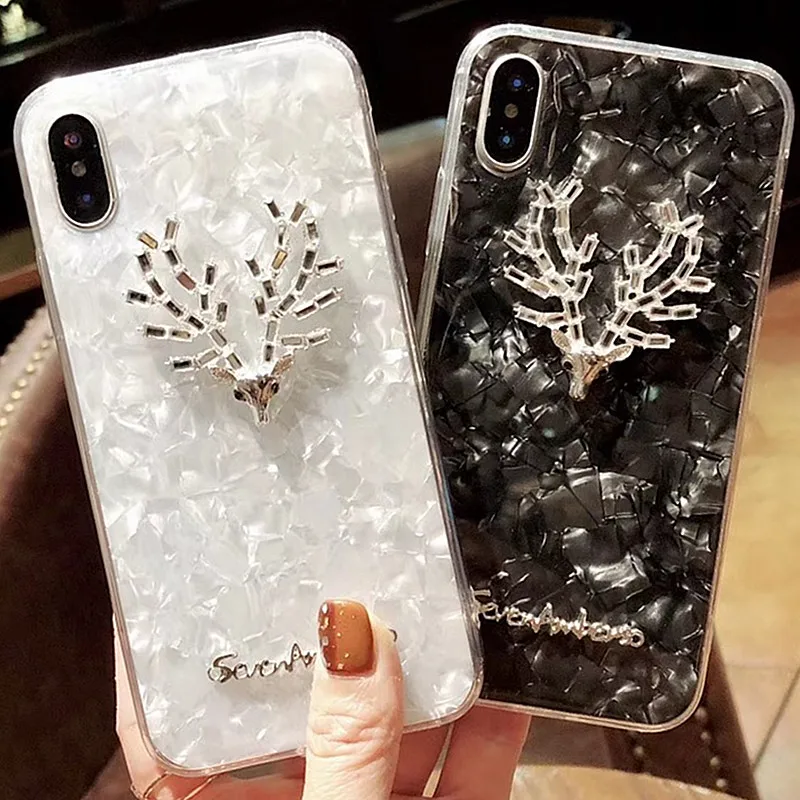 latest letters fashion luxury cute Christmas elk deer head cover for iphone 6 6s plus 7 8 8P X soft mobile phone Case capa |