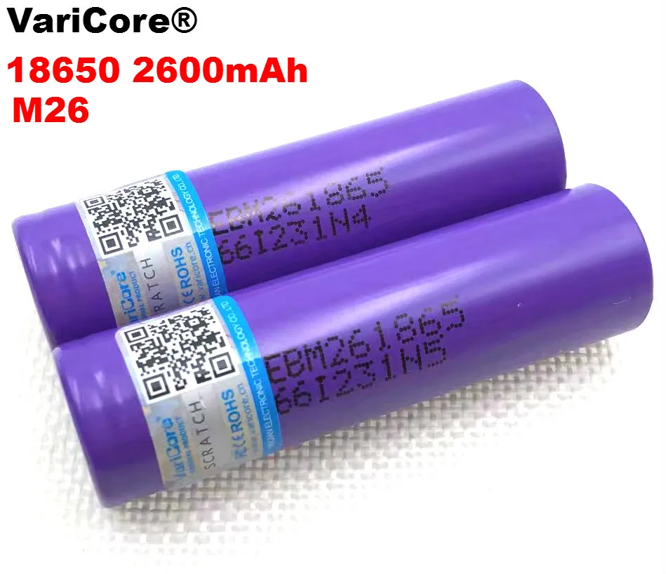 2 шт. VariCore 100% оригинал для LG M26 18650 мАч 10A 2600 литий-ионный перезаряжаемые батарея 2600 мАч батарея безопасный мощность для ecig/scoo