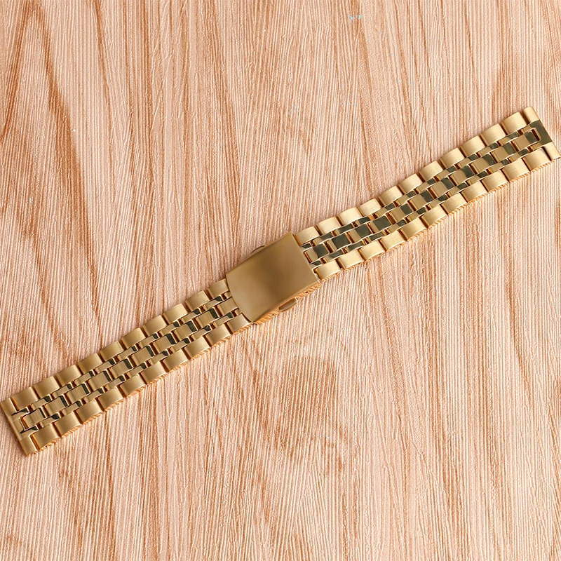 

16mm/18mm/20mm Solid Link Stainless Steel Wrist Band Strap Bracelet HQ Push Button Folding Buckle Men Replacement Silver/Golden