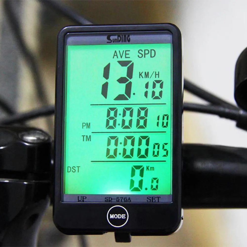 

Sunding SD - 576A Light Mode Touch Wired Auto Bike Computer Light Mode Bicycle Speedometer Odometer Stopwatch with LCD Backlight