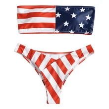 ZAFUL American Flag Bandeau Bikini Set Tube Strapless High Cut Bikini Women Sexy Swimwear Padded Beach Swimsuit Bathing Suit ZAFUL American Flag Bandeau Bikini Set Tube Strapless High Cut Bikini Women Sexy Swimwear Padded Beach Swimsuit Bathing Suit