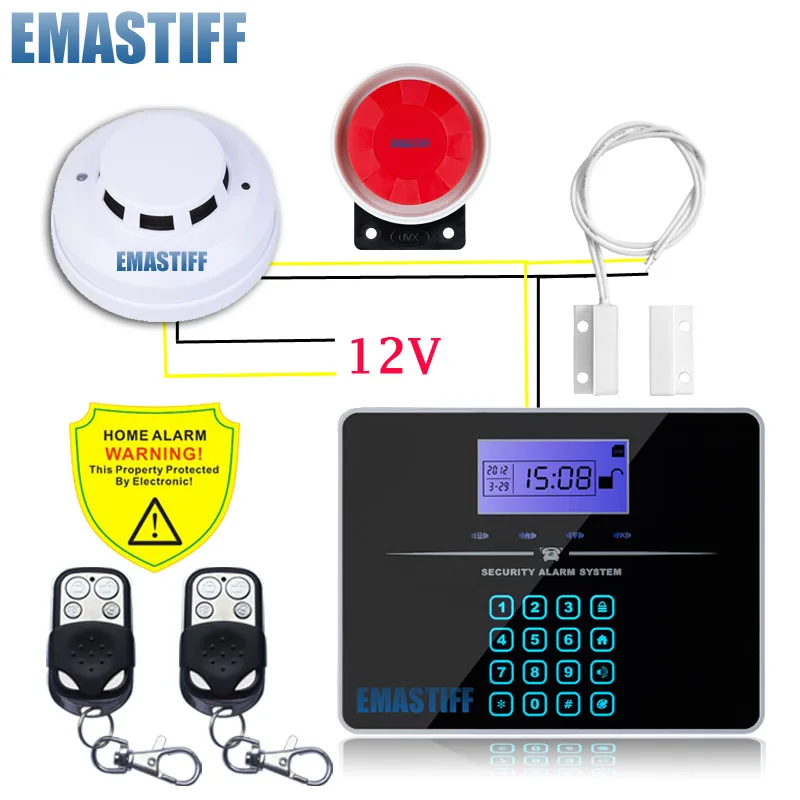 Metal Remote Control Voice Prompt Wired door sensor SIM Home Security