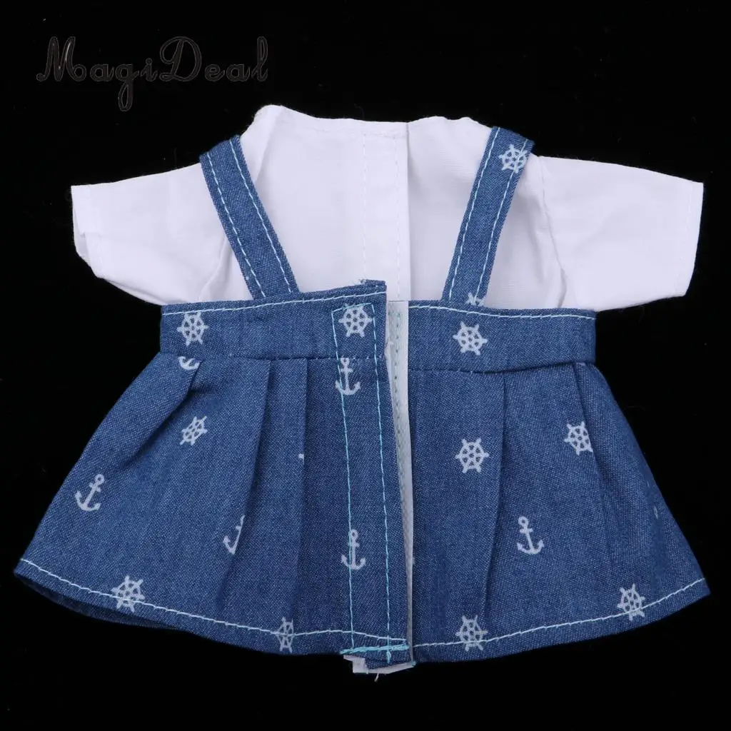 Cute White T-shirt & Suspender Skirt Set for 25cm Mellchan Baby Doll Dress Up Accessory