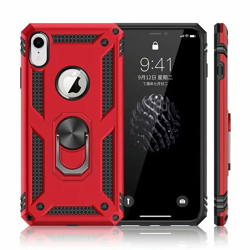 Luxury Matte Metallic ring Phone Back Case For iPhone 13 11 12 Pro XS MAX XR 7 8 Plus Shockproof Armor Car Holder Magnetic Cases | Мобильные