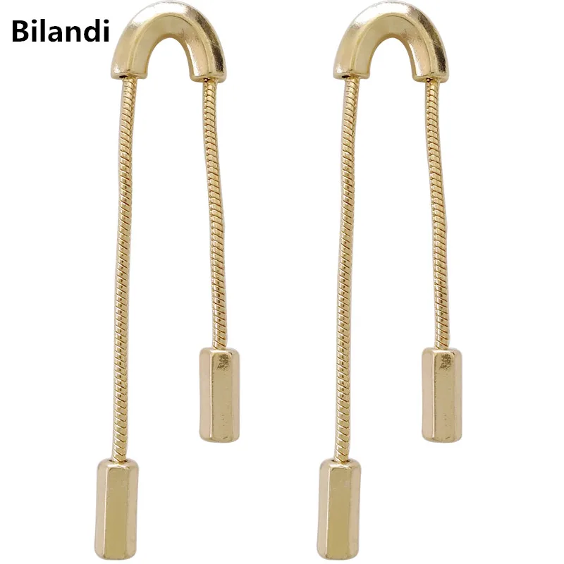 

Creative u-shaped style with metallic long earrings, cylindrical earrings, fashionable women design earrings