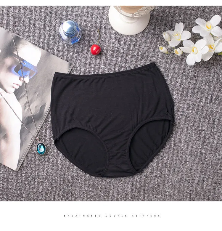 3PCS Plus Size M-XXL Women's Cotton Underwear High Waist Sexy Panties for Women Bamboo Fiber Briefs Seamless Lingreie Intimates (15)