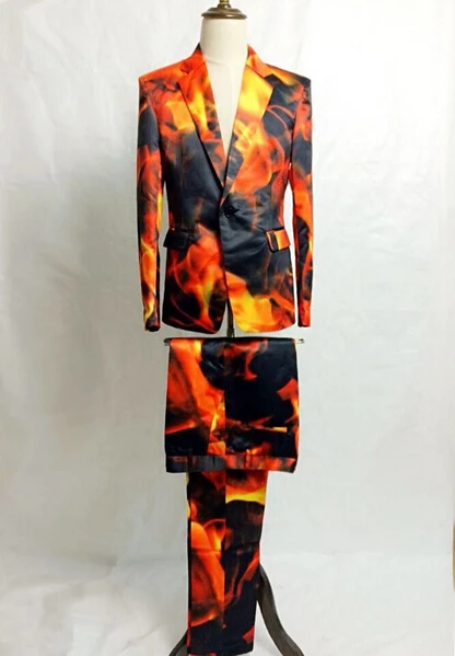 S-5XL ! Bigbang DG Alexander hell the god of fire Men's fashion stage singer costumes clothing printed suit sets formal dress