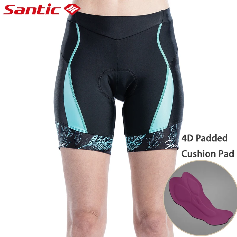 

Santic Coolmax Women's Pro Cycling Shorts 4D Padded cushion Pad Shockproof MTB Bicycle Road Bike Riding Shorts ciclismo mujer
