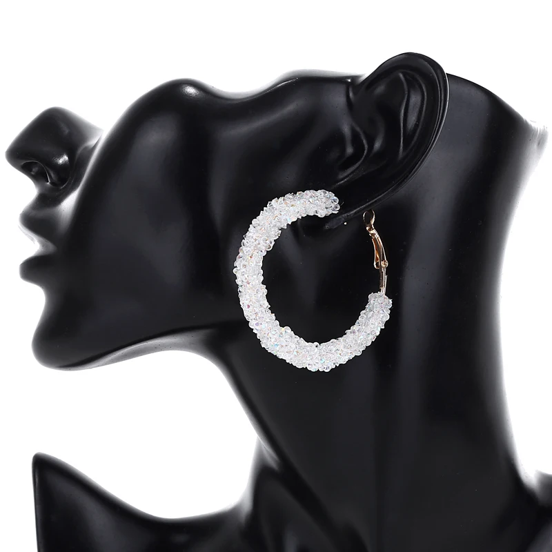 Бренд YAOLOGE, дизайн, модный очаровательный австрийский хрусталь, серьги-кольца, геометрические круглые блестящие стразы, большие серьги, ювелирные изделия E1581