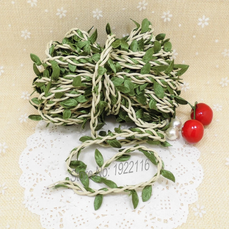 2 Meters Natural Twine String with Leaf DIY craft supplies burlap