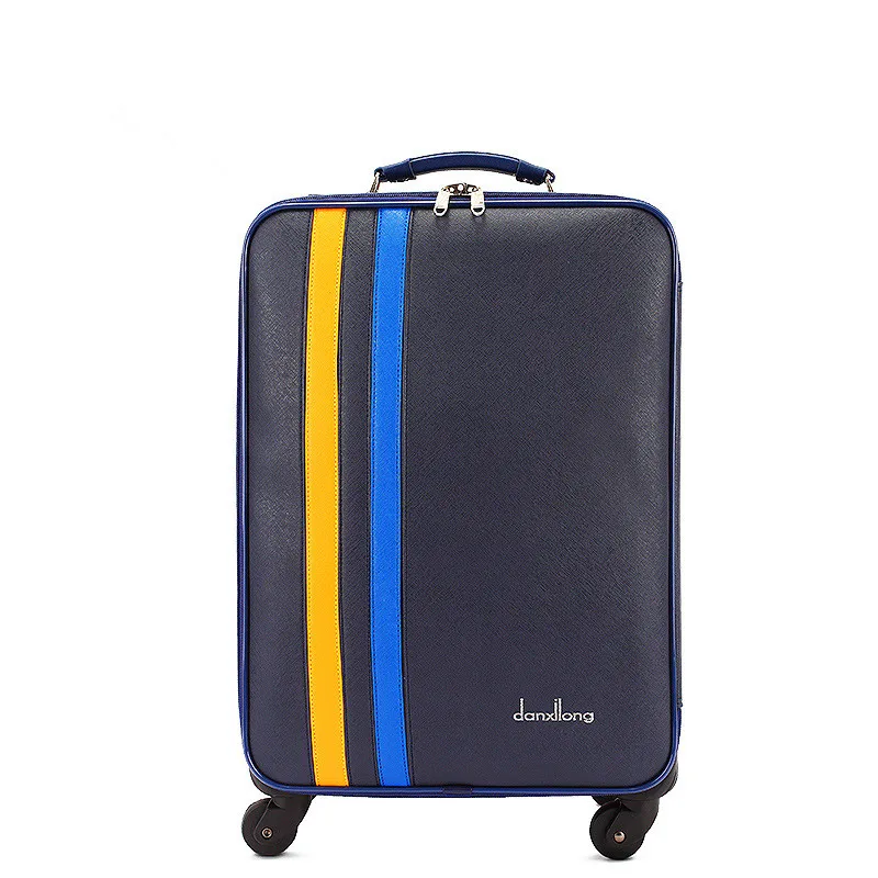 New arrival 24 inch vintage pu leather travel luggage bags with large capacity for men and