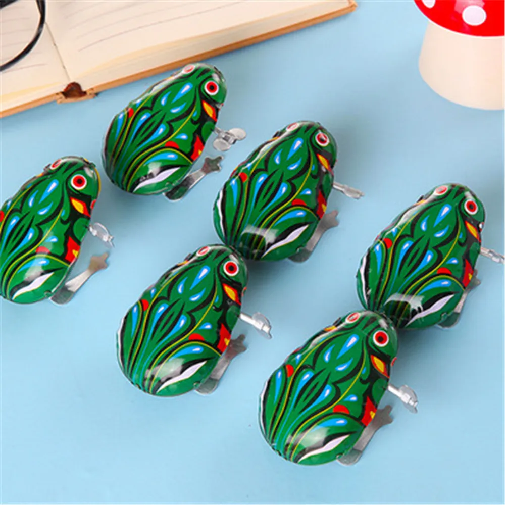 Kids Classic Tin Wind Up Clockwork Toys Jumping Frog Vintage Toy For