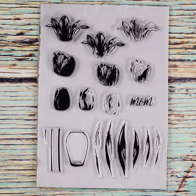 

The tulip flower Transparent clear stamp for DIY Scrapbooking/Card Making/Kids Christmas Fun Decoration Supplies