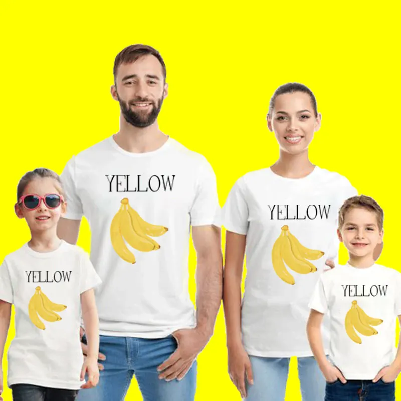 Banana Yellow Family Matching Clothes Dad Mom Son T Shirt Baby