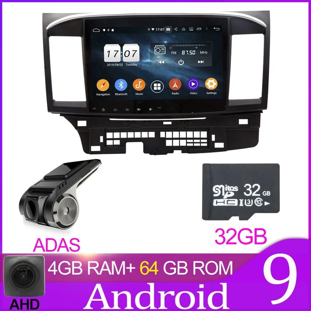 Owtosin автомобильный Радио мультимедийный видео плеер навигация gps Android 9,0 для Mitsubishi Lancer 2007- автомобиль 4 Гб ram 32 ГБ rom DSP - Цвет: 64GB with ADAS