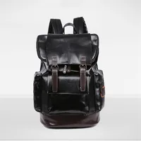 New Pu Leather Backpacks Fashion Vintage Notebook Laptop Backpack Male Large Capacity Backpacks for Men and Women Casual Bags 2