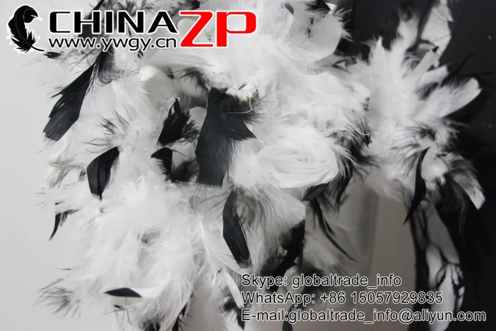 23 white and blck tip wholesale 40g turkey feather boas (1)