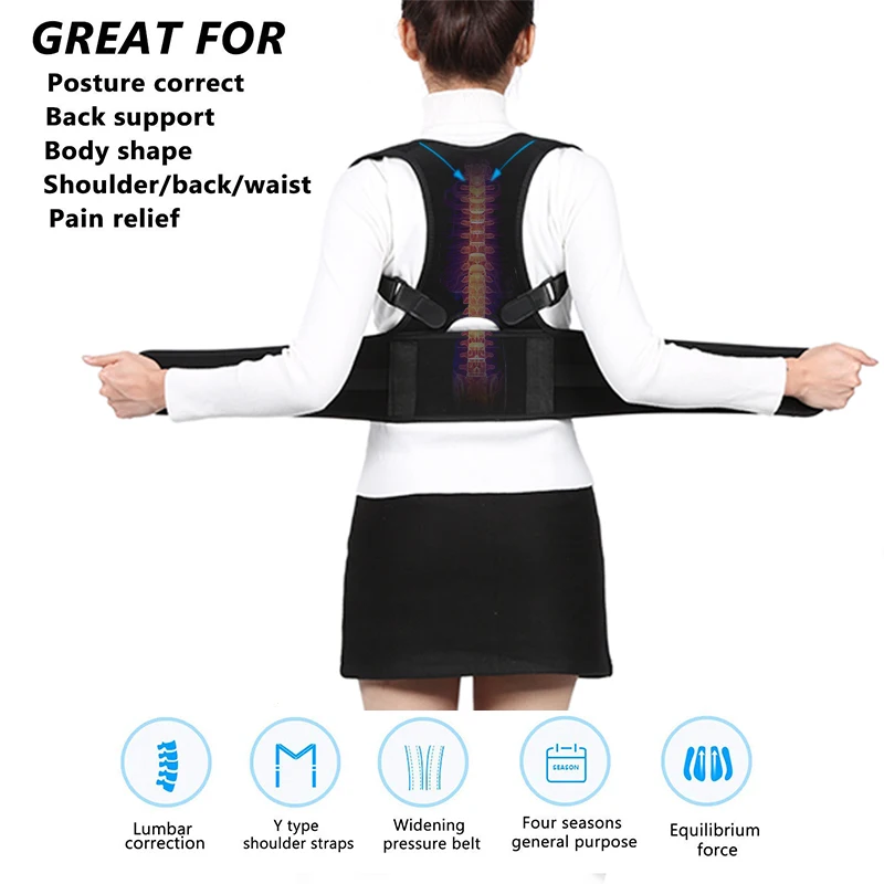 

Adjustable Magnets Back Support Posture Corrector Women Men's Medical Corset Back Therapy Posture Brace Back Support Belt MR239
