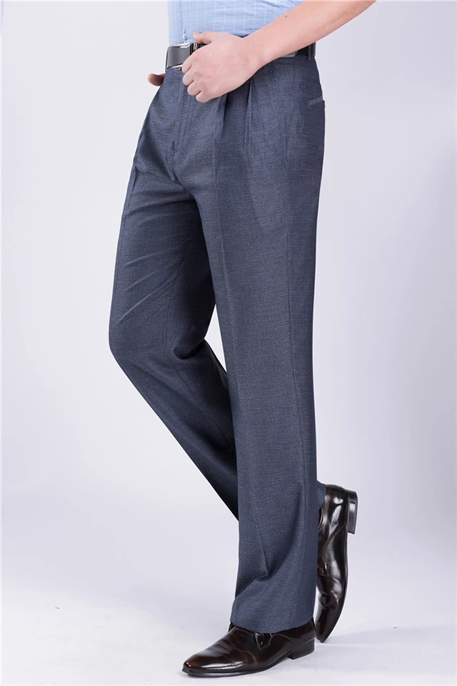 Мужской костюм брюки летние шелковые платья брюки двойные плиссированные формальные брюки высокого качества большой человек 46 48 50 52 54 56 размера плюс