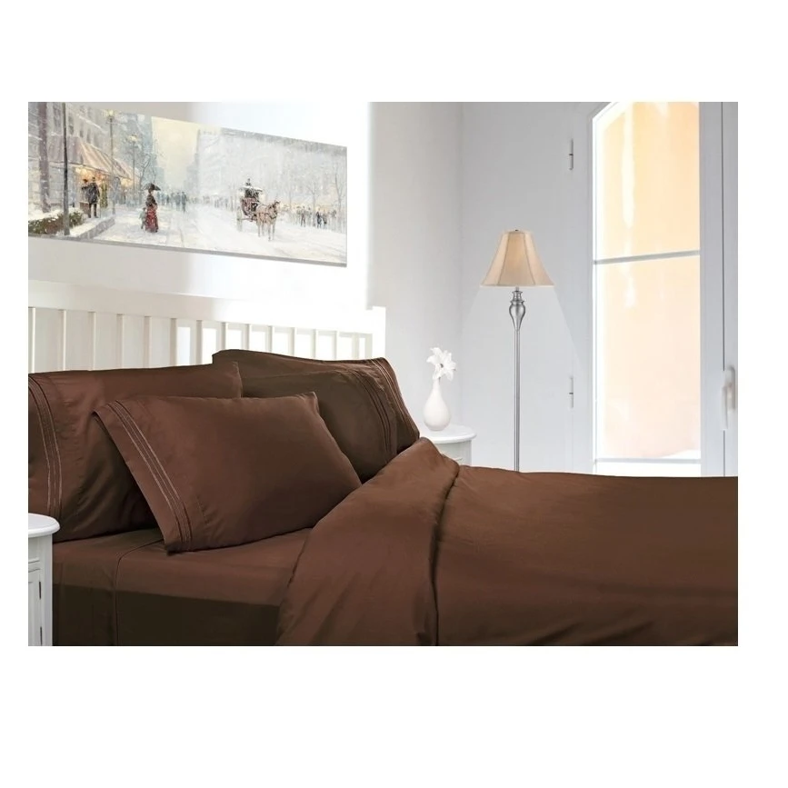 Egyptian Comfort Luxury Hotel 1800 Count Deep Pocket Bed Set King Dark Brown