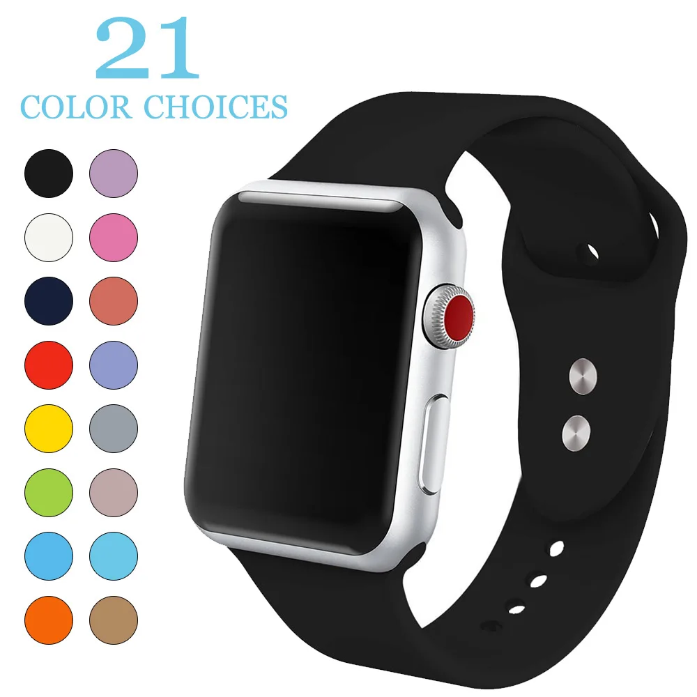 

Flexible silicone breathable watch band is applicable to Apple watch 1, 2, 3, 4 generation sport soft bracelet band iWatch band
