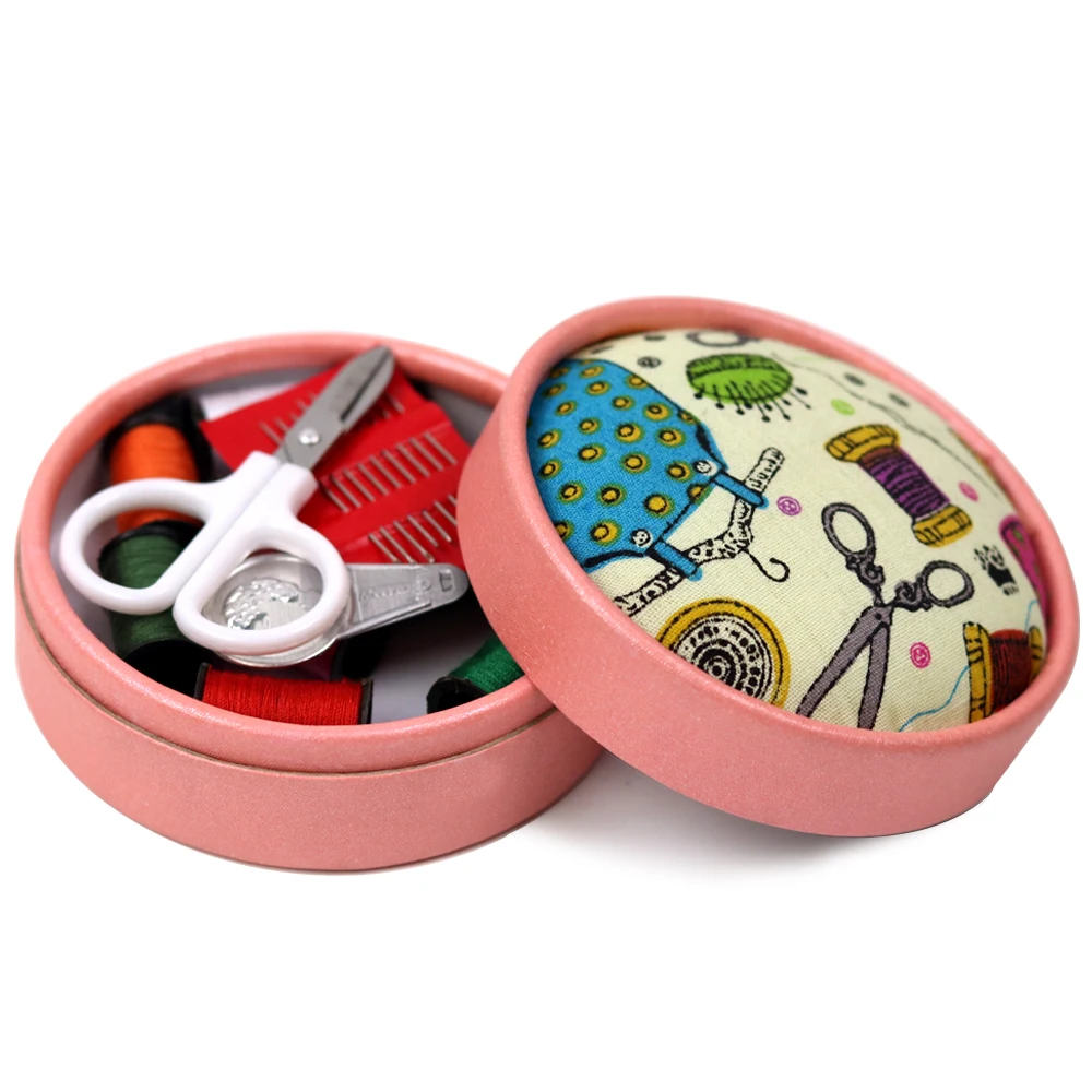 

Portable Mini Travel Sewing Kits Paper Box Needle Threads Scissors Pincushion Box Fabric Crafts Home Sewing Accessories